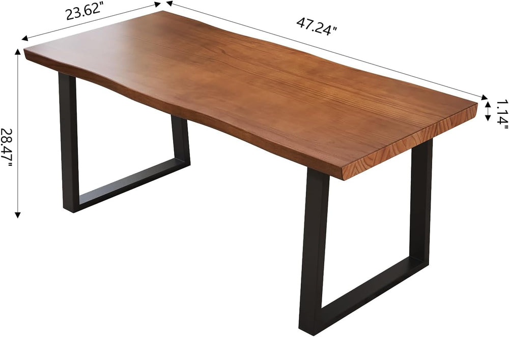 47" Solid Wood Live Edge Computer Desk - Rustic Vintage Industrial Brown...
