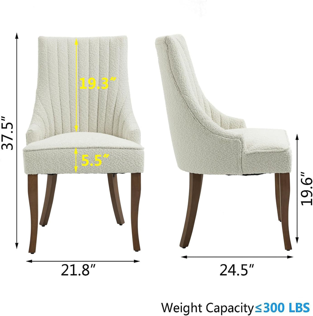 mikibama Boucle Dining Chairs Set of 4 Channel Tufted Kitchen Dinner Chair Co...