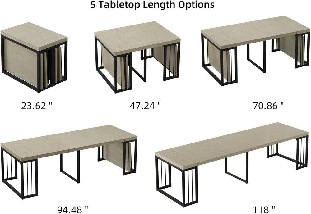 KEIKI 23.62" - 118" L Extendable Foldable Dining Room Table for 2-1...