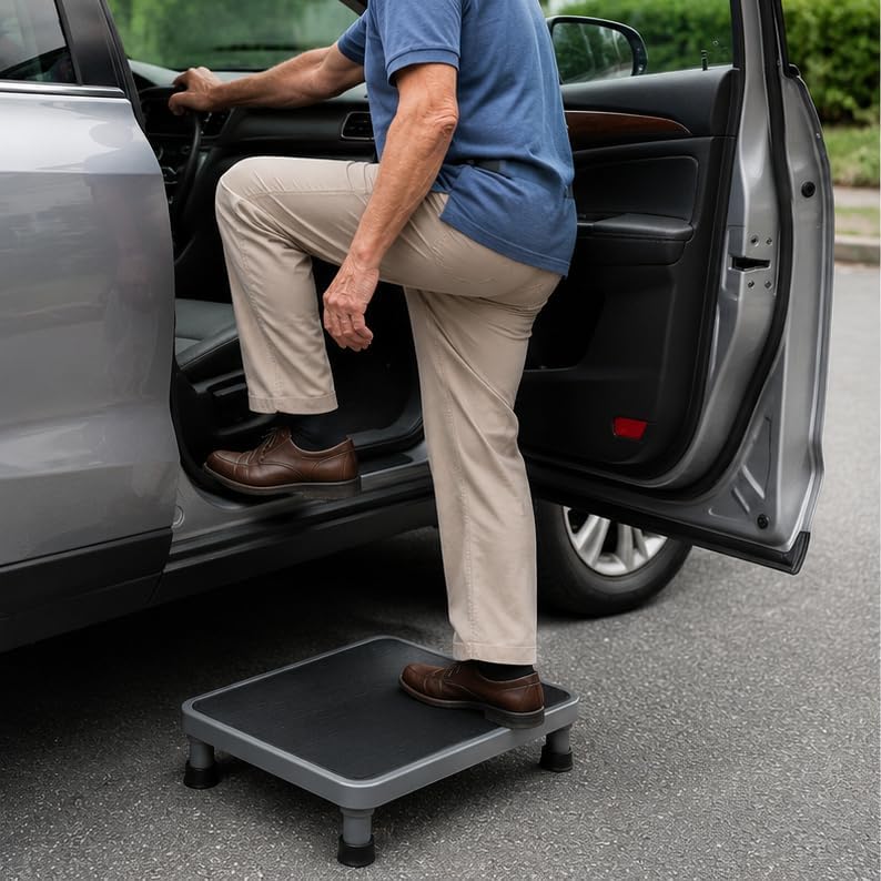 4.1" Low Step Stool for Adults & Seniors, Metal One Step Stool