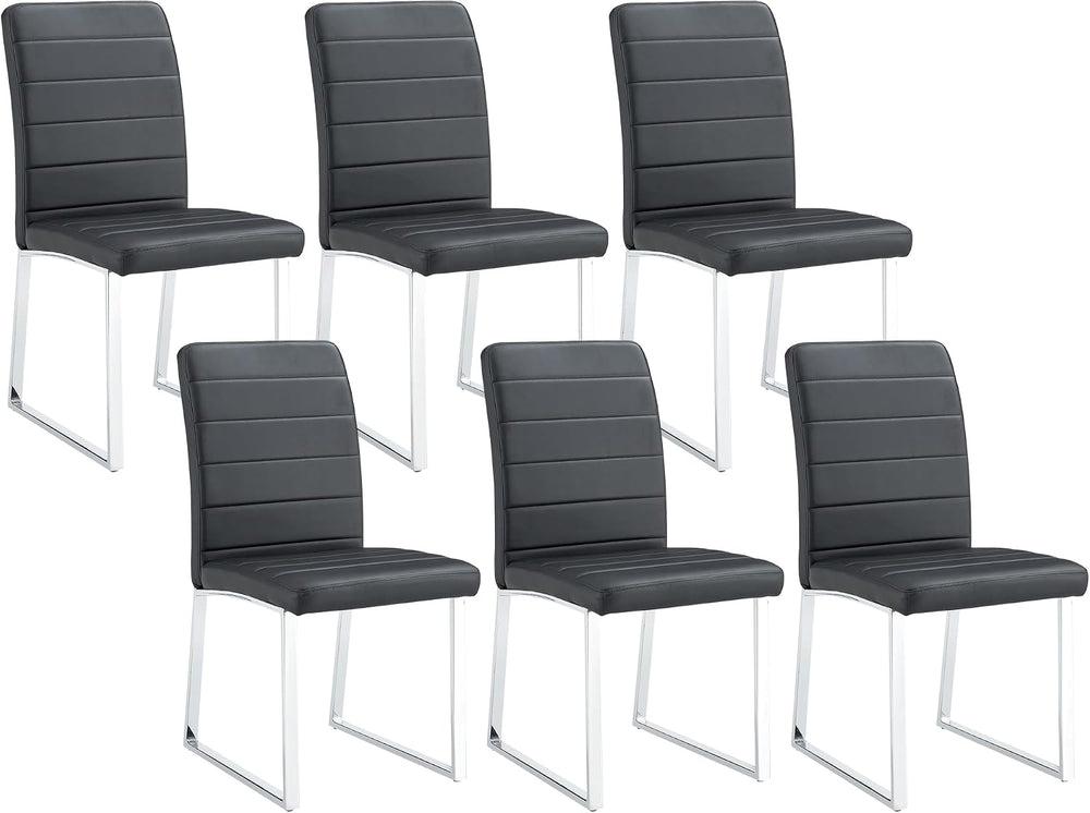 Modern Leather Dining Chairs, Set of 6 | Upholstered Padded Seats with Sturdy...