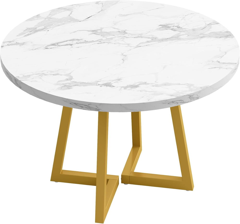 Tribesigns Round Dining Table for 2, 31.5" Modern Kitchen Table with Met...