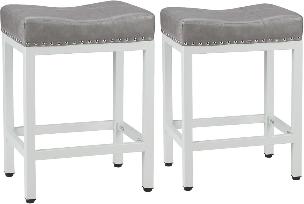 Sweetcrispy 24 Inch Bar Stools Set of 2, PU Leather Counter Height Stools | U...