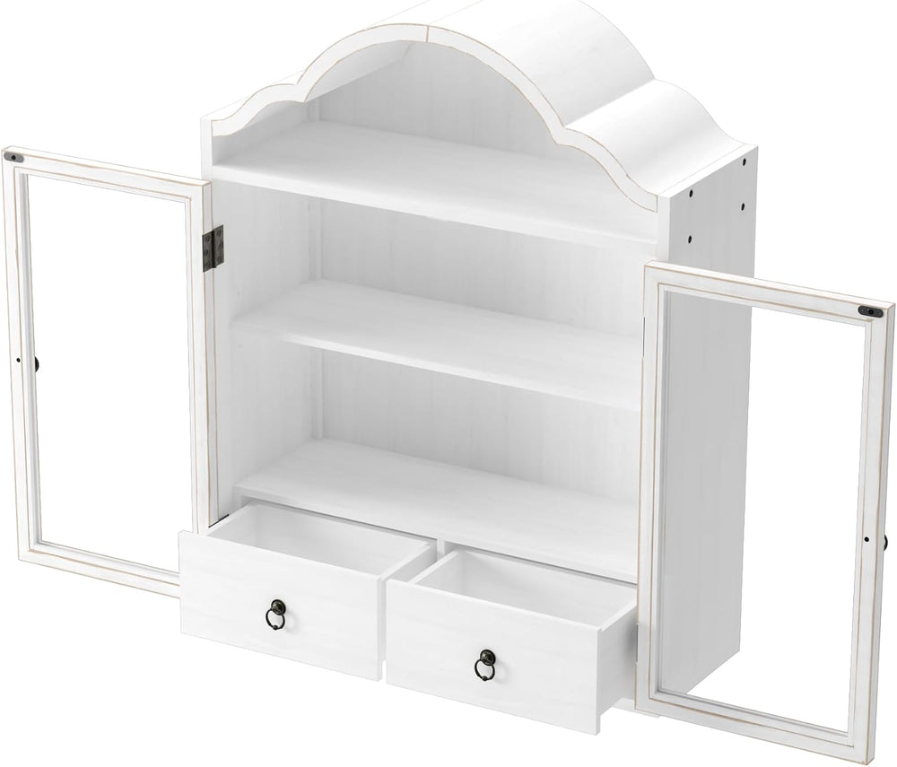 LKTART Arched Solid Wood Hanging Cabinet,Wall Mounted Storage Cupboard