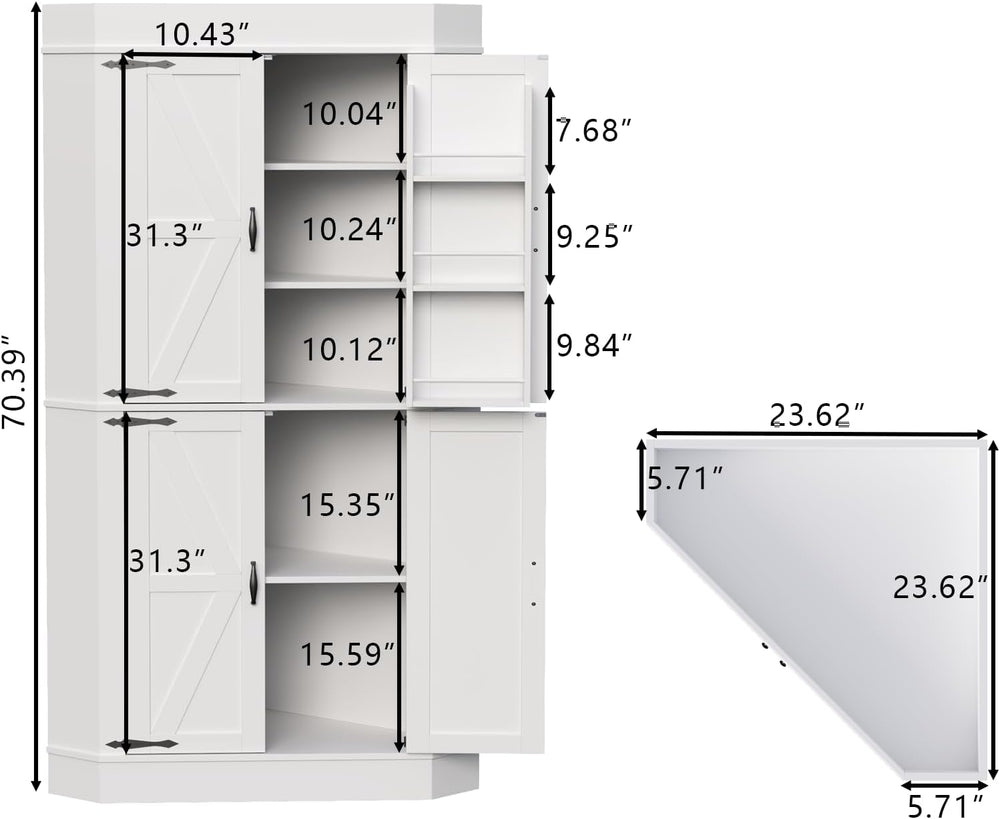 Gyfimoie Corner Cabinet,Kitchen Pantry Storage Cabinet,Freestanding Buffet Hu...