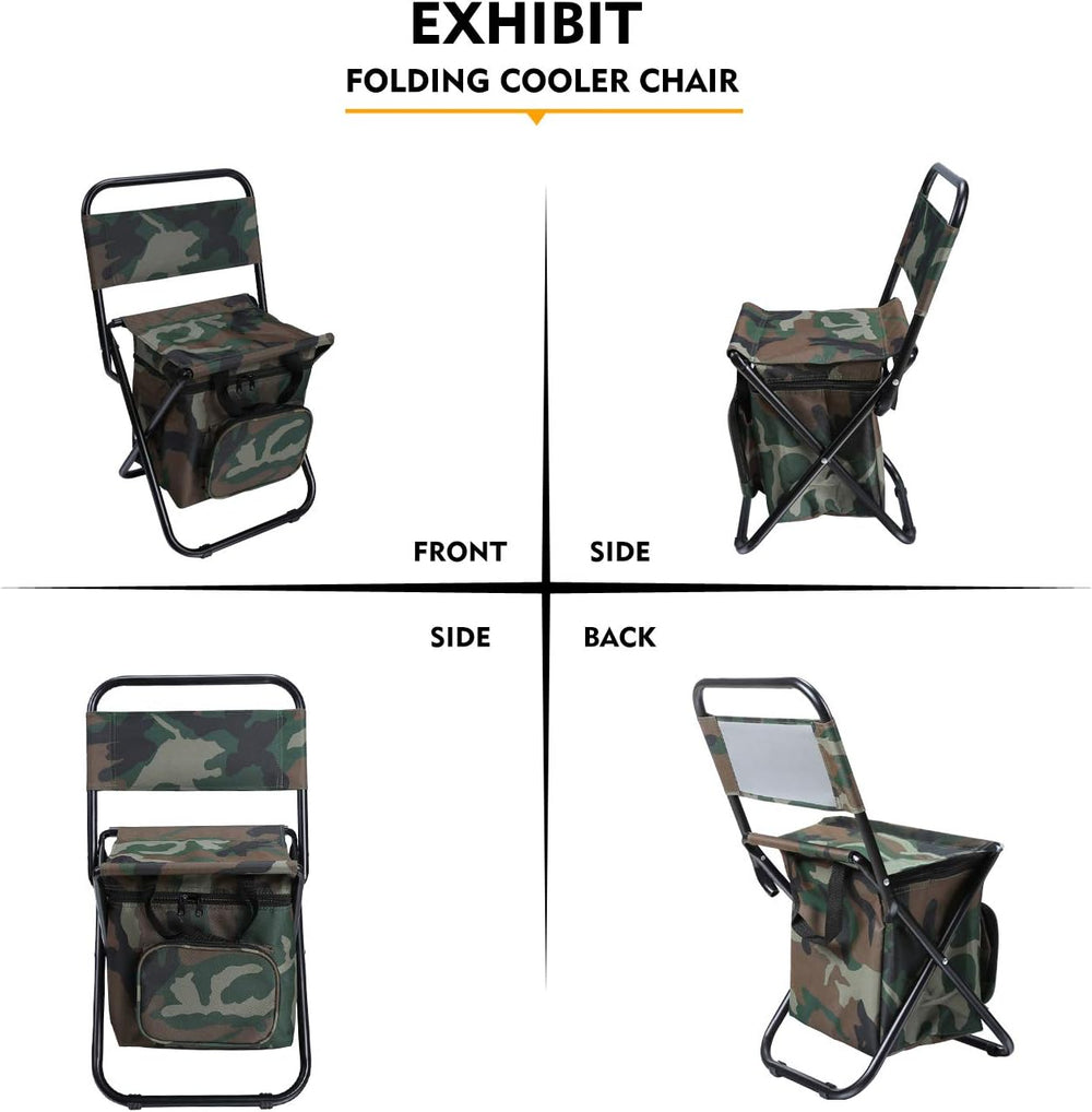 LEADALLWAY Fishing Chair with Cooler Bag Compact Fishing Stool Foldable Small...
