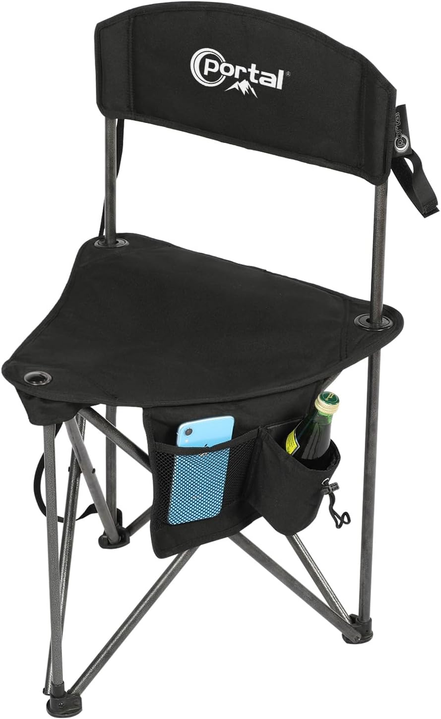Portal Extra Large Quick Folding Tripod Stool with Backrest Fishing Camping C...