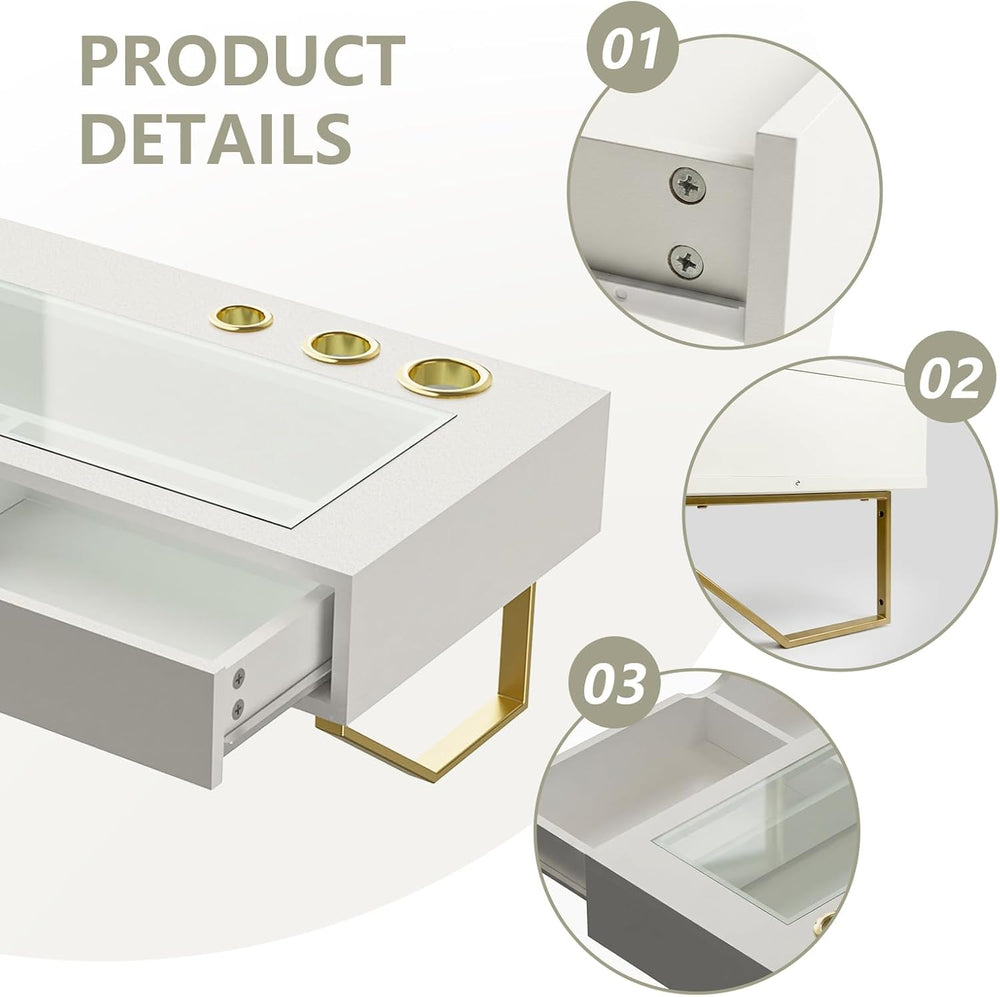 Floating Makeup Vanity Table, 31 inch Wall Mounted Desk for Bedroom, White | ...