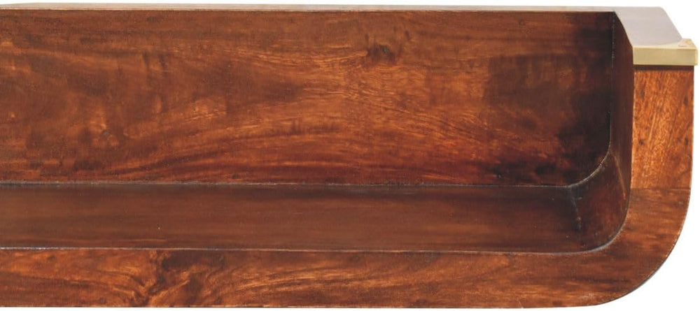 Solid Wood Indira California Walnut Floating Console Table, Open Shelf, Dark ...