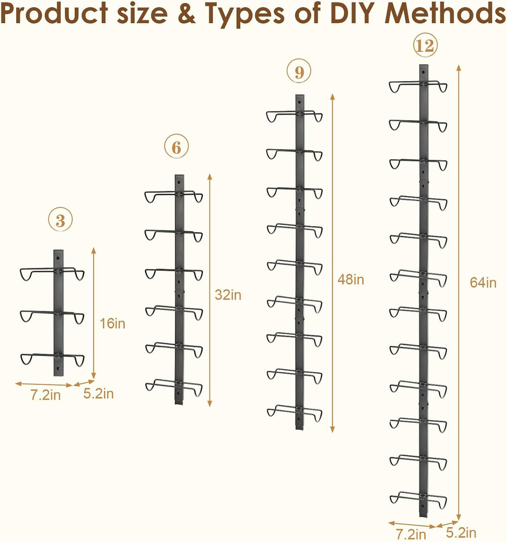 Sonyabecca 3 Pack 12 Bottle Wall Wine Rack, DIY Wine Rack Wall Mounted, Wall ...