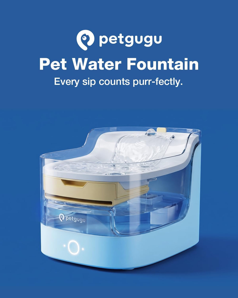 PETGUGU AI Cat Water Fountain,App Monitoring Pet Fountains for Cats Indoor wi...