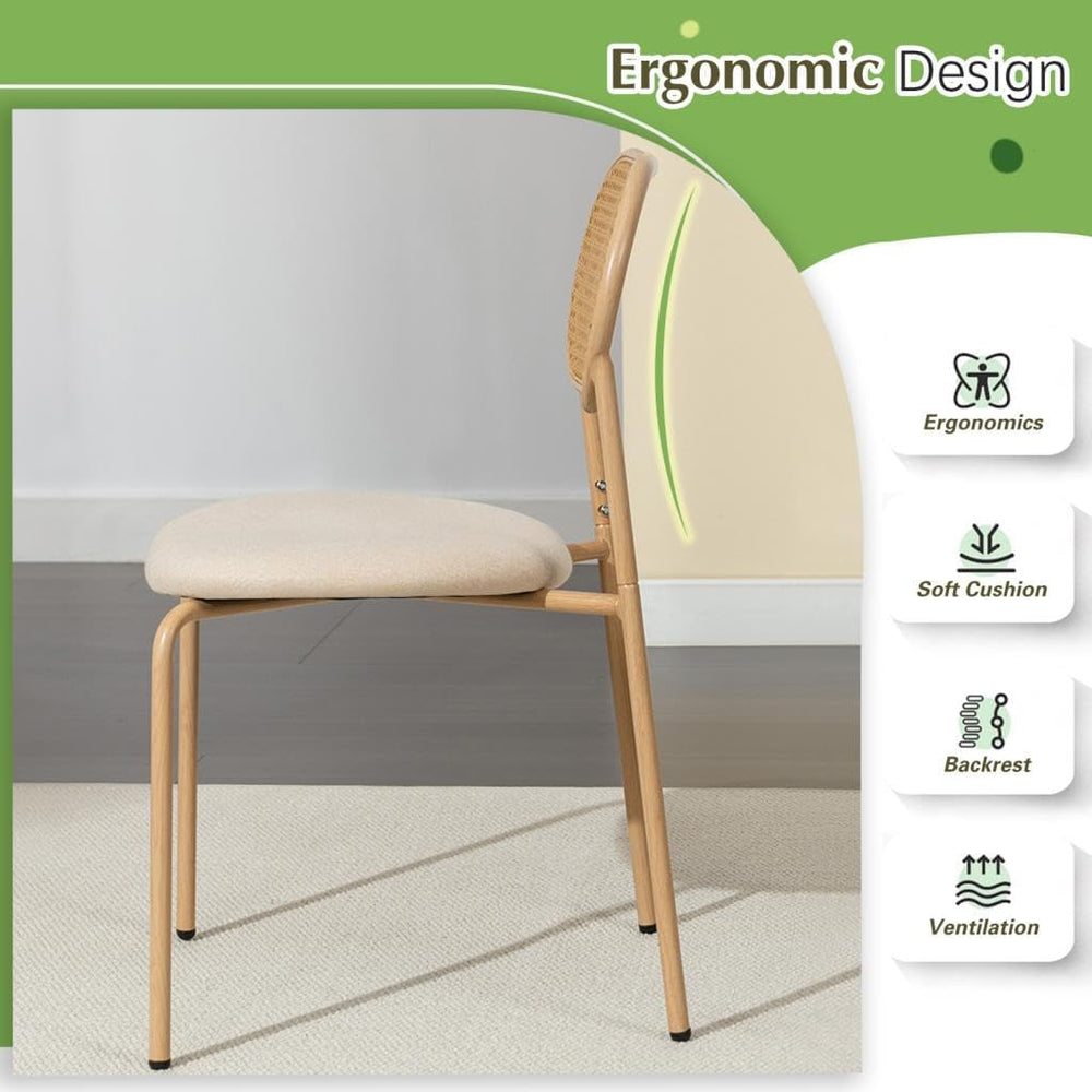 COSVALVE Boho Dining Chairs Set of 4 with Rattan Back, Rattan Dining Chairs