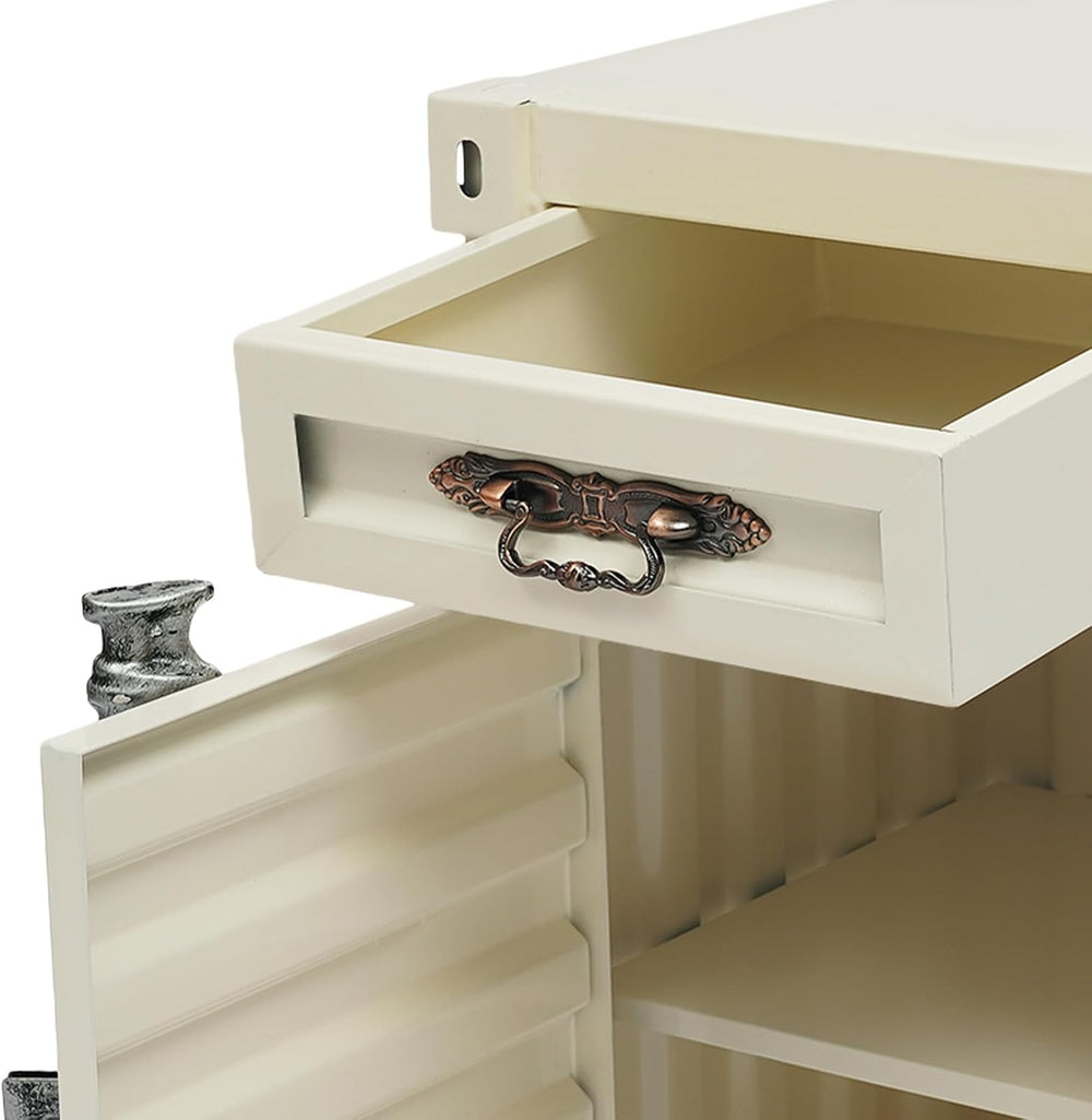 Industrial Wind Bedside Table, Container Style Locker Wrought, Iron Container...