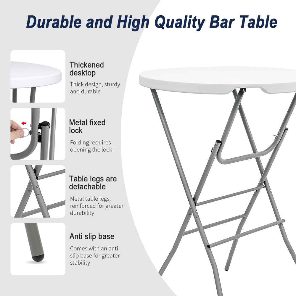 2 PCS - 31.5" L X 31.5" W X 43" H - Cocktail Table White High ...