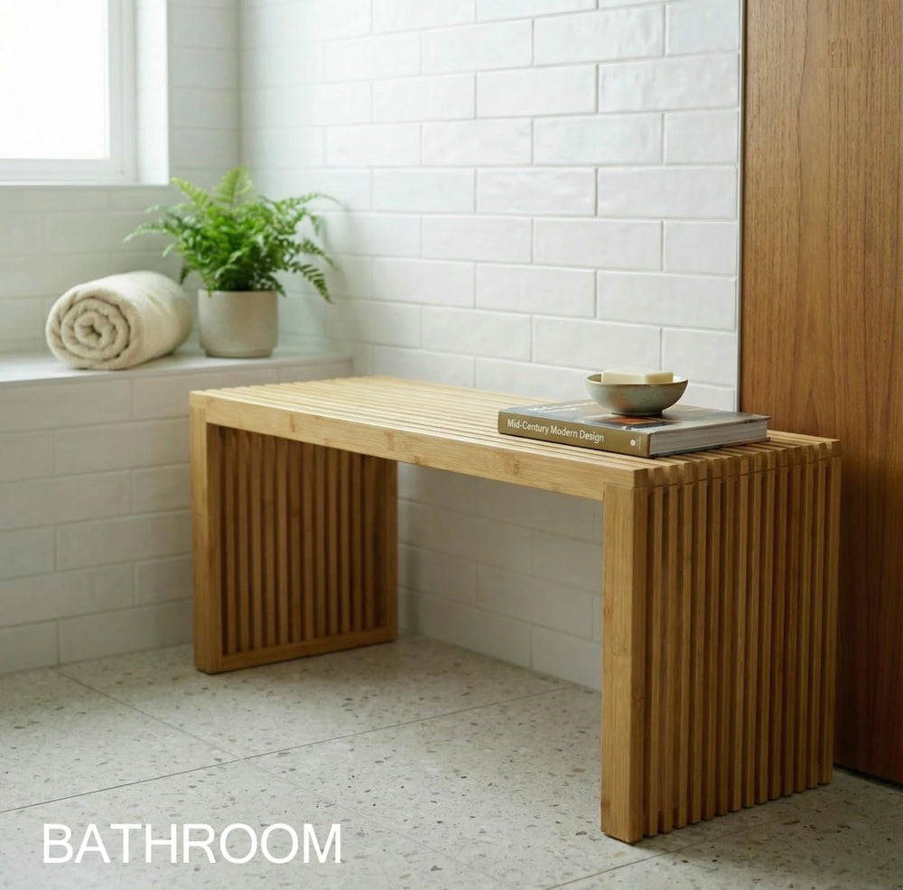 Bamboo Natural 36 inch Wooden Bench, Small Wood Benches for Entryway, Living ...