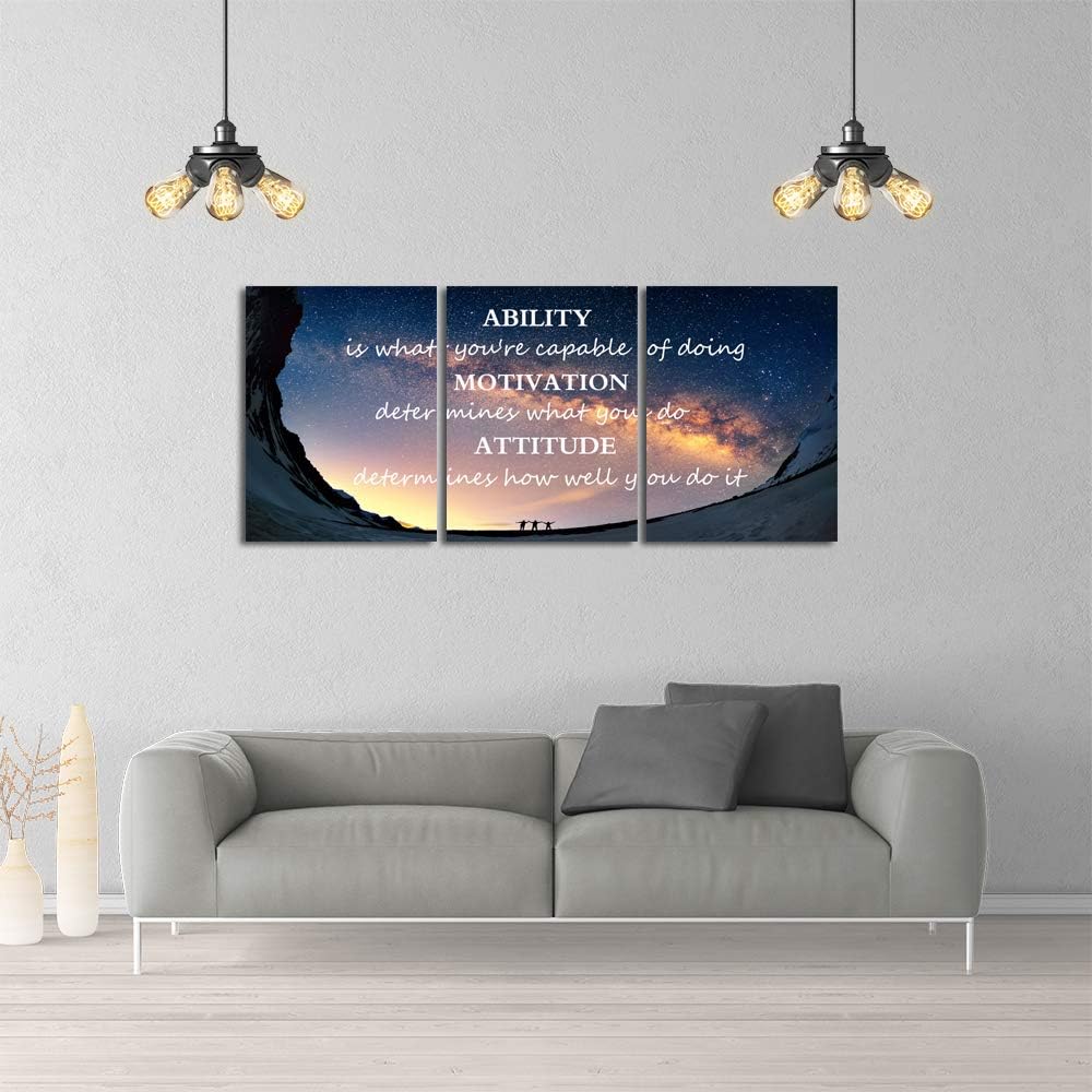 Motivational Quotes Canvas Wall Art Inspirational Ability Motivation Attitude...