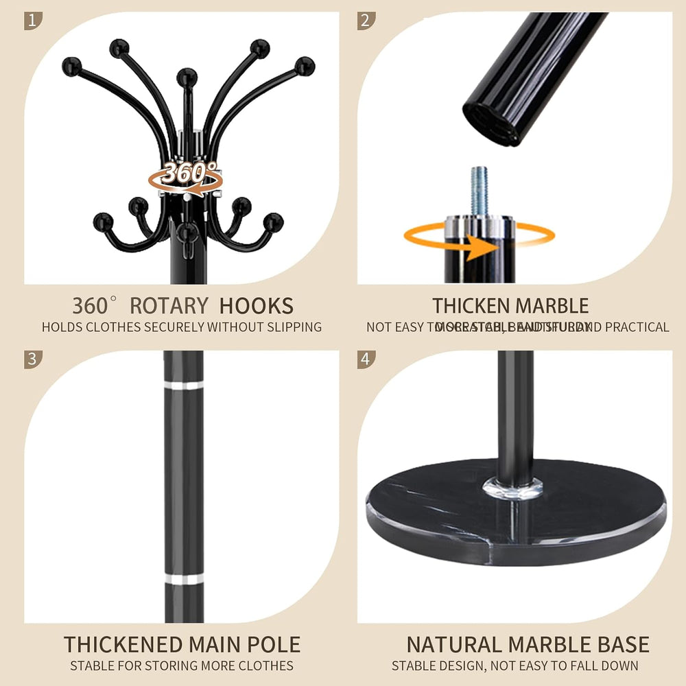 Metal Heavy Duty Coat Rack Stand, Modern Freestanding Coat Rack with Natural ...