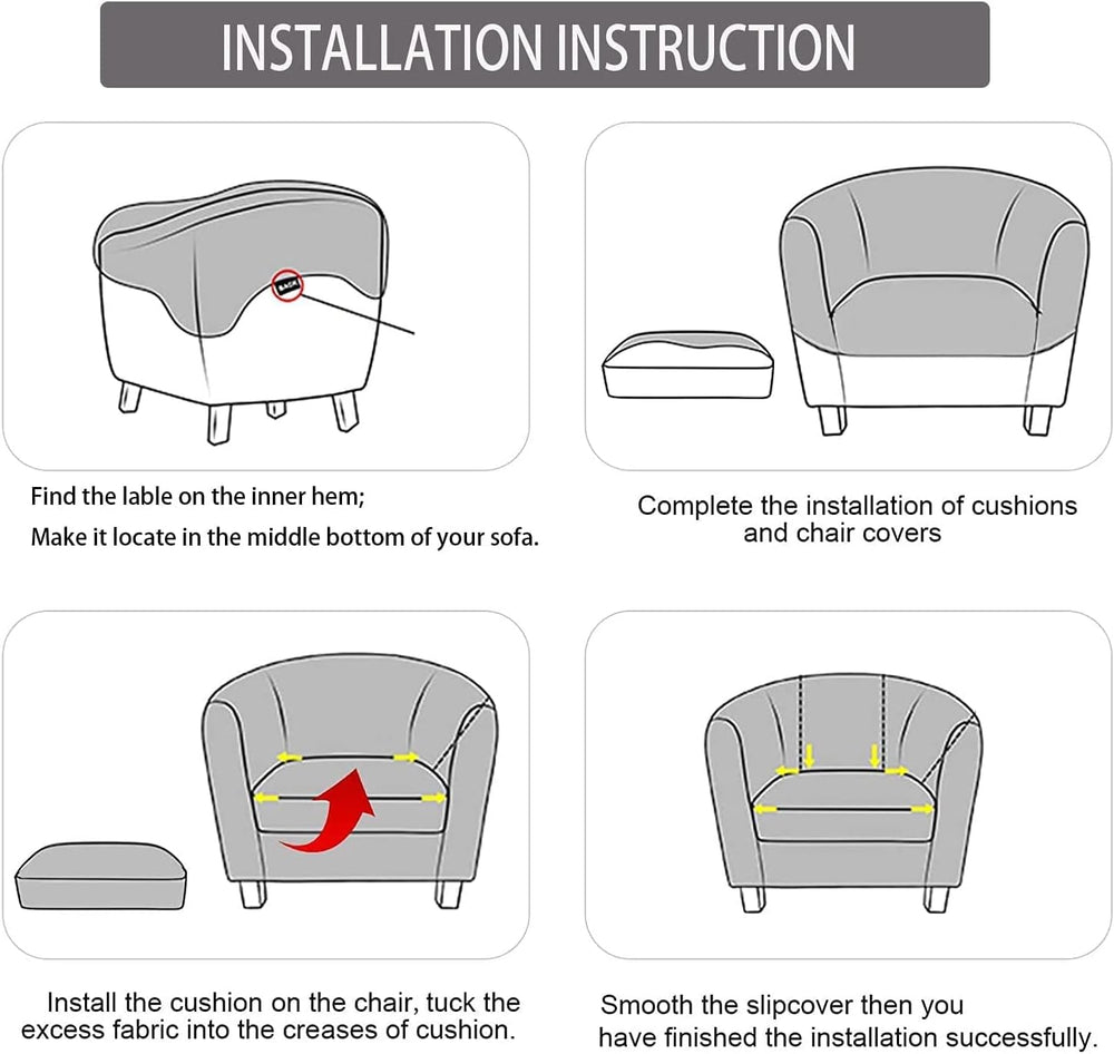 Chair is Not Included, Cover Only,2 Pieces Velvet Tub Chair Covers with Cushi...