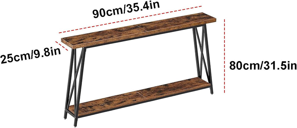Entryway Table with Solid Wood Tabletop 2 Tier Console Table Farmhouse Wooden...