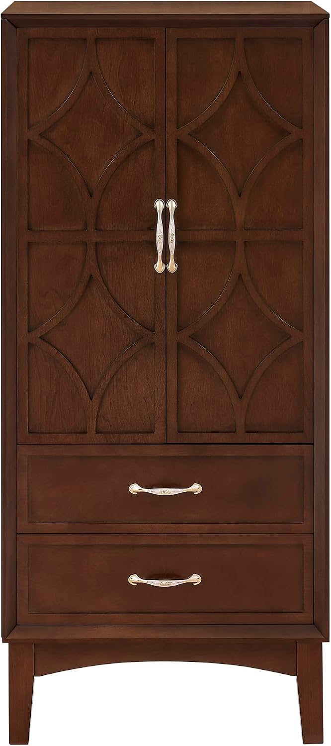 53.5" Tall Kitchen Pantry Cabinet, Mid Century Modern Storage Cabinet wi...