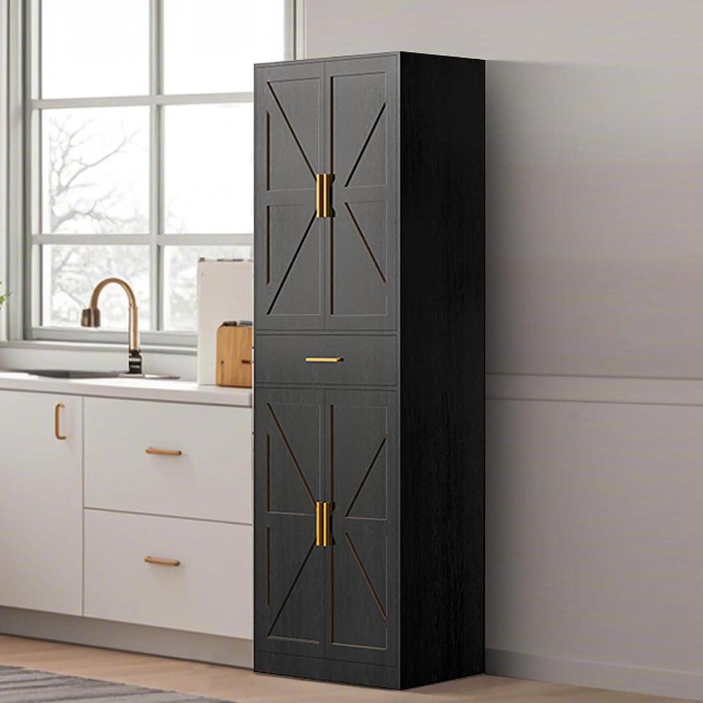 71" Tall Kitchen Pantry Storage Cabinet with 4 Doors & Drawer, Adjus...