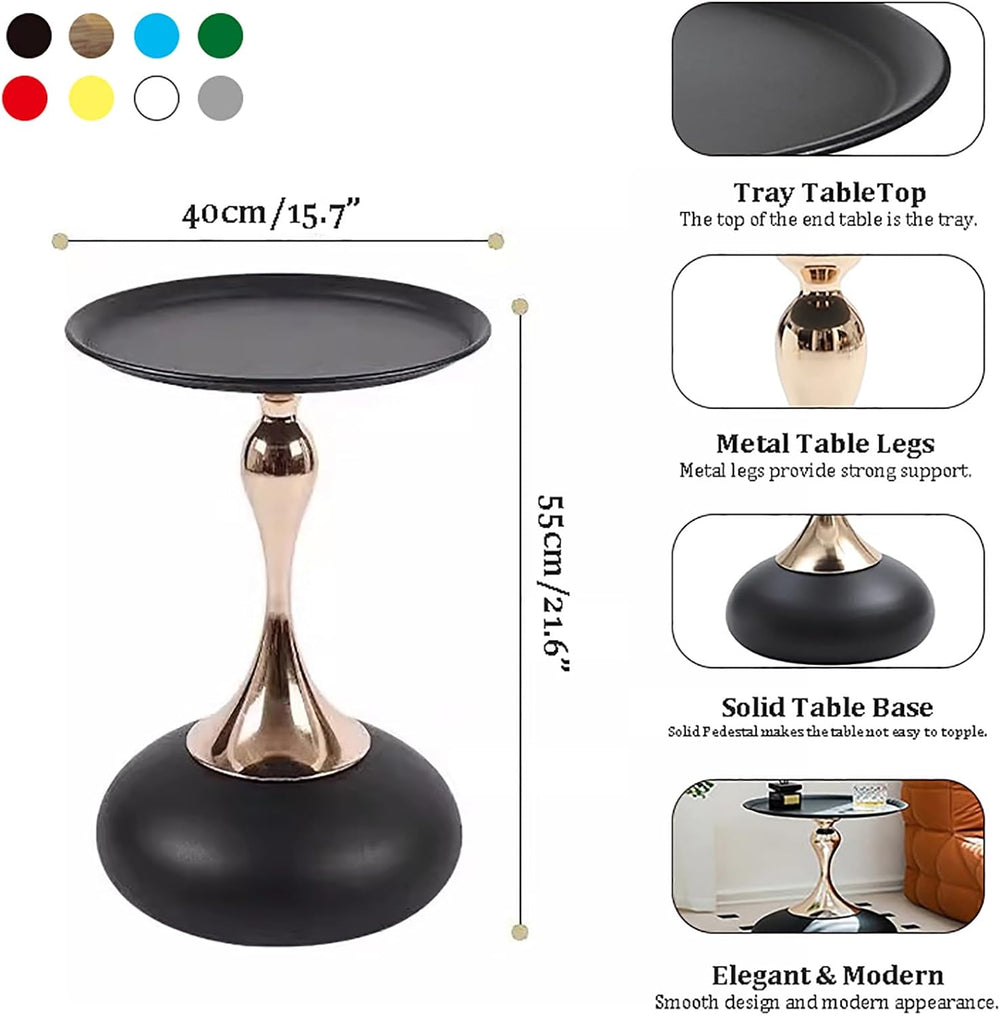 Small Round Side Table,Pedestal Side Table for Small Spaces,Metal End Tables ...