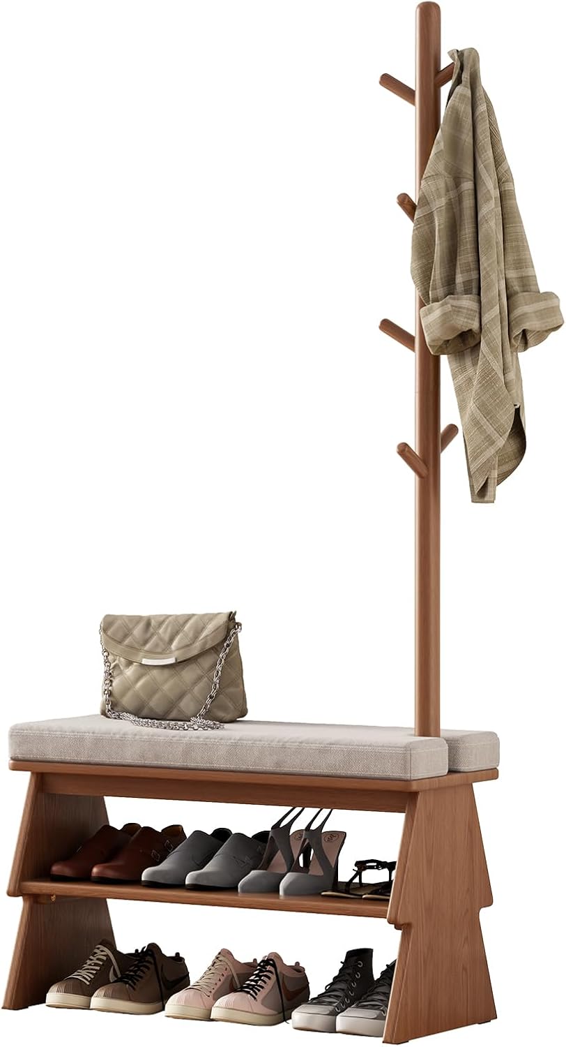 Coat Rack with Shoe Storage,Shoe Rack whit 8 Hook for Offices、Bedroom、Living ...