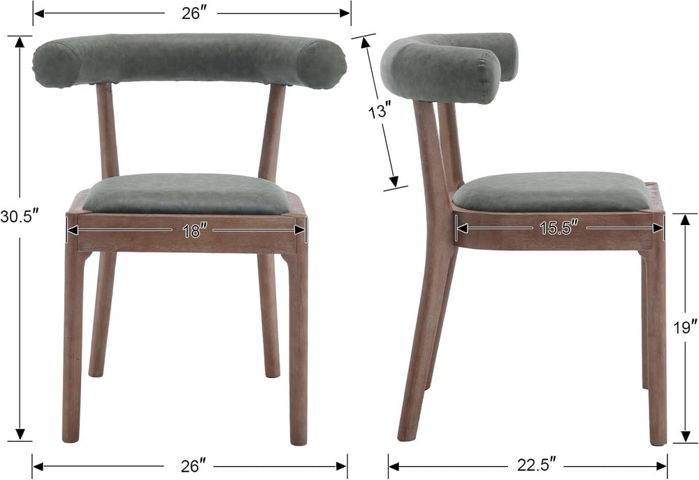Kmax Dining Room Chairs, Mid-Century Modern PU Kitchen Chairs with Natural Wa...
