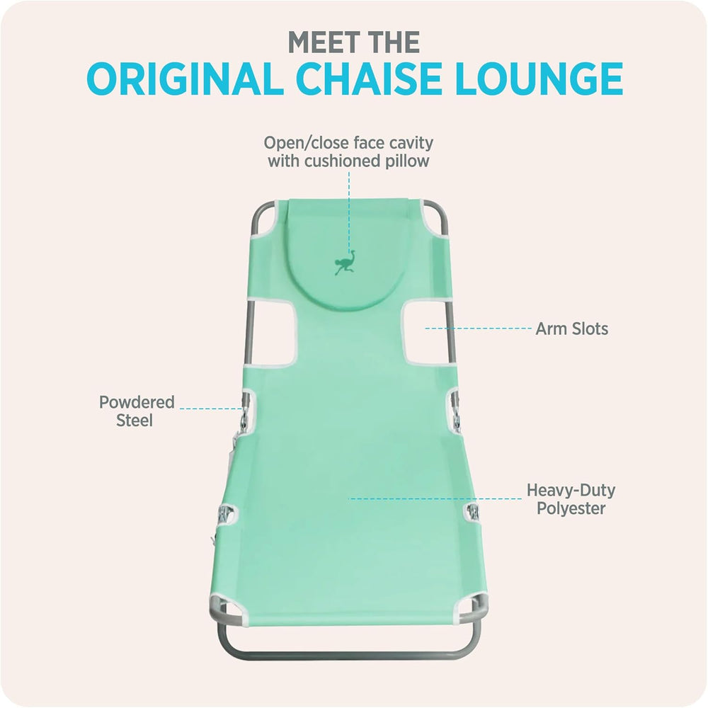 Ostrich The Original Chaise Lounge 72 x 22 Inch Portable Reclining Lounger