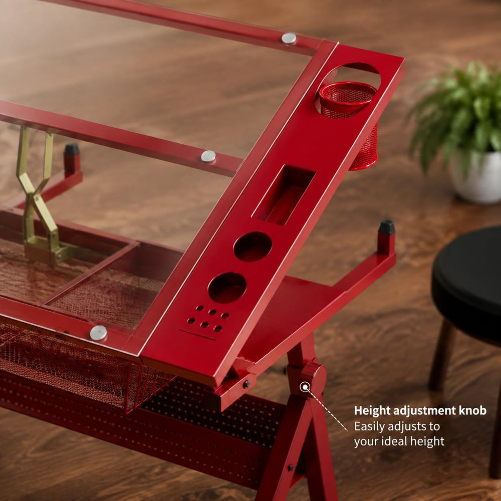 Adjustable Tempered Glass Drafting Table Modern Ergonomic Desk