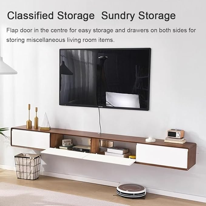 Wooden Floating TV Stand - 62/78/94'' Wall Mounted TV Cabinet, Simple...