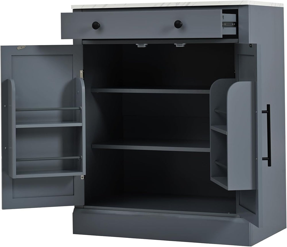 Bellemave Freestanding Coffee Bar Cabinet with Drawer & Adjustable Shelve...