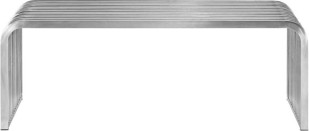 Modway Pipe Contemporary Modern Stainless Steel Metal Bench, 47"