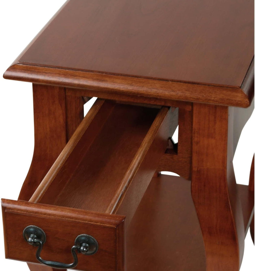 HomeStock Side Table with Drawer & Shelf, French Country Style Accent Table