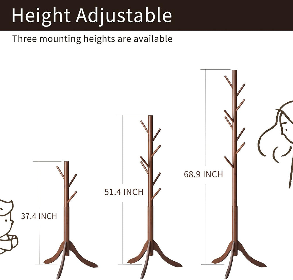Coat Rack Freestanding, Coat Stands Entryway, Bamboo Coat Rack Hat Hanger 8 H...