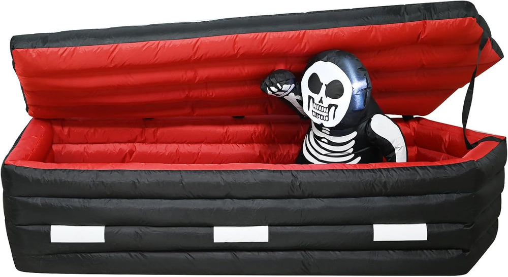 6 FT Halloween Inflatable Coffin with Rising Skeleton