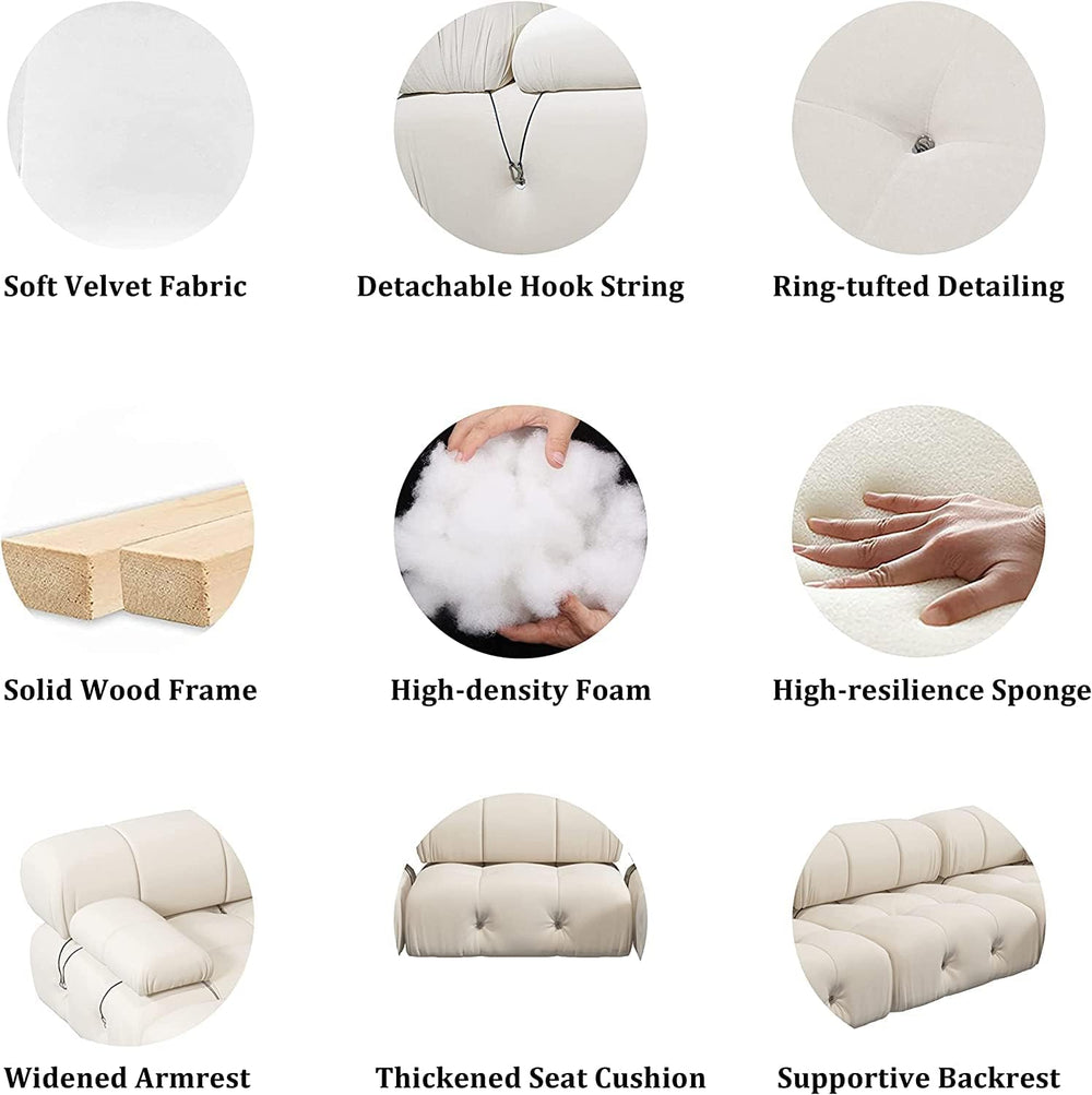 JACH L-Shaped Sectional Couch, 104'' Minimalist Velvet Floor Sofas Co...