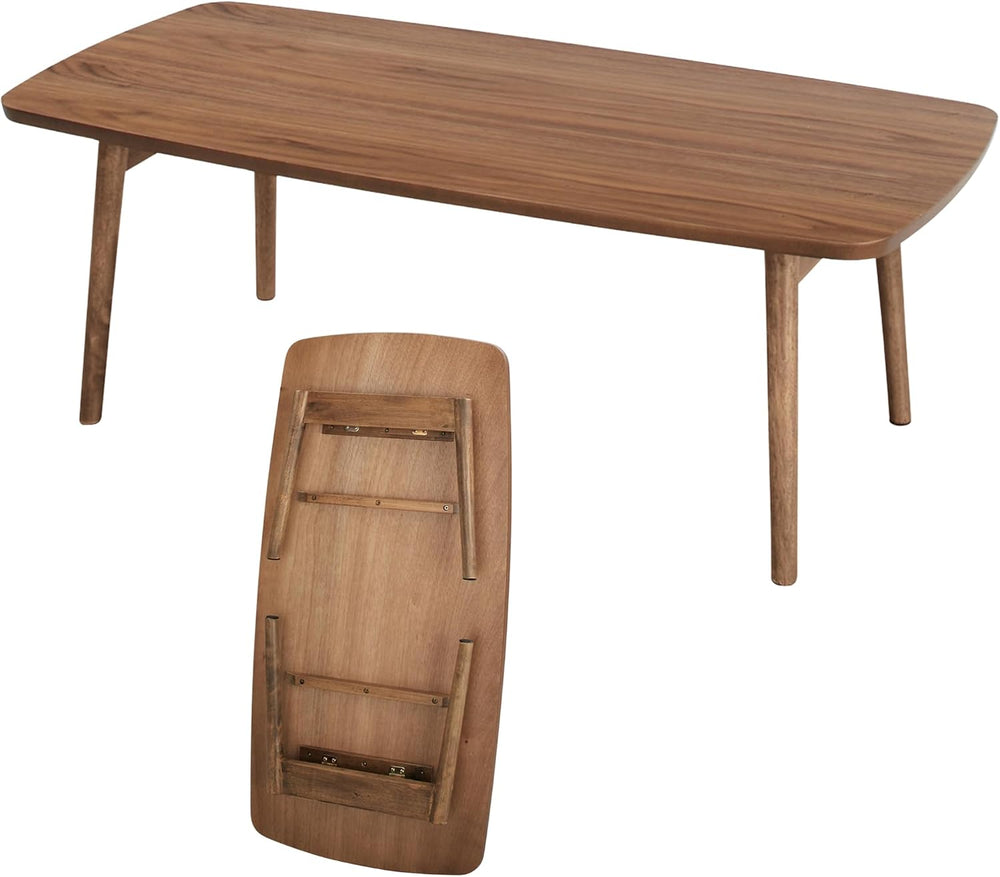 AZUMAYA Folding Legs Coffee Table W41.3 x D20.5 x H14.0 in Natural Walnut and...