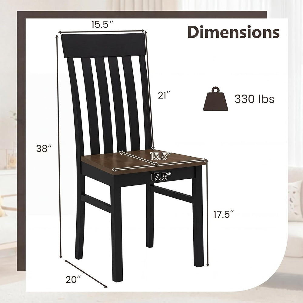 GIANTEX Wooden Dining Chairs Set of 4, Hollowed Backrest & Rubber Wood Se...