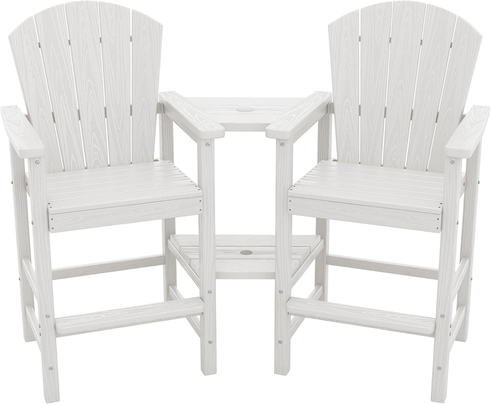 SERWALL Tall Adirondack Chairs Set of 2 with Double Layer Connecting Tray, HD...