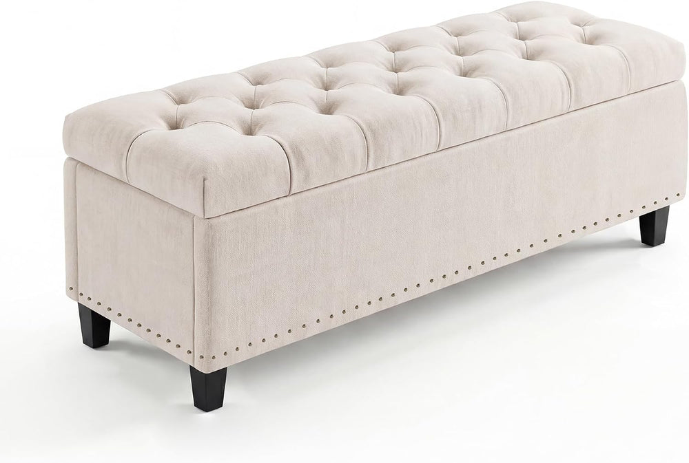 51" Extra Large Storage Ottoman Bench, Supports 660lbs End of Bed Storag...