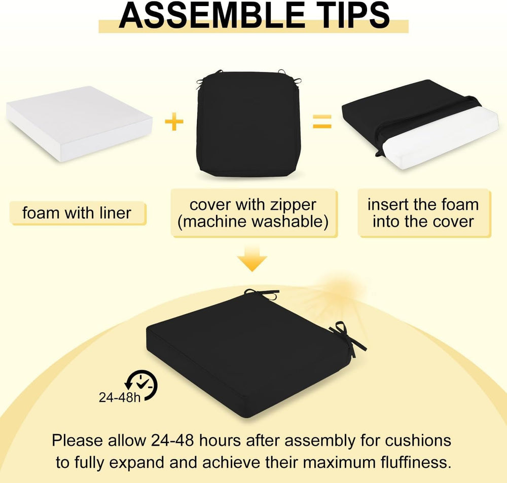 downluxe Waterproof Outdoor Chair Cushions for Patio Furniture, 22" x 22...