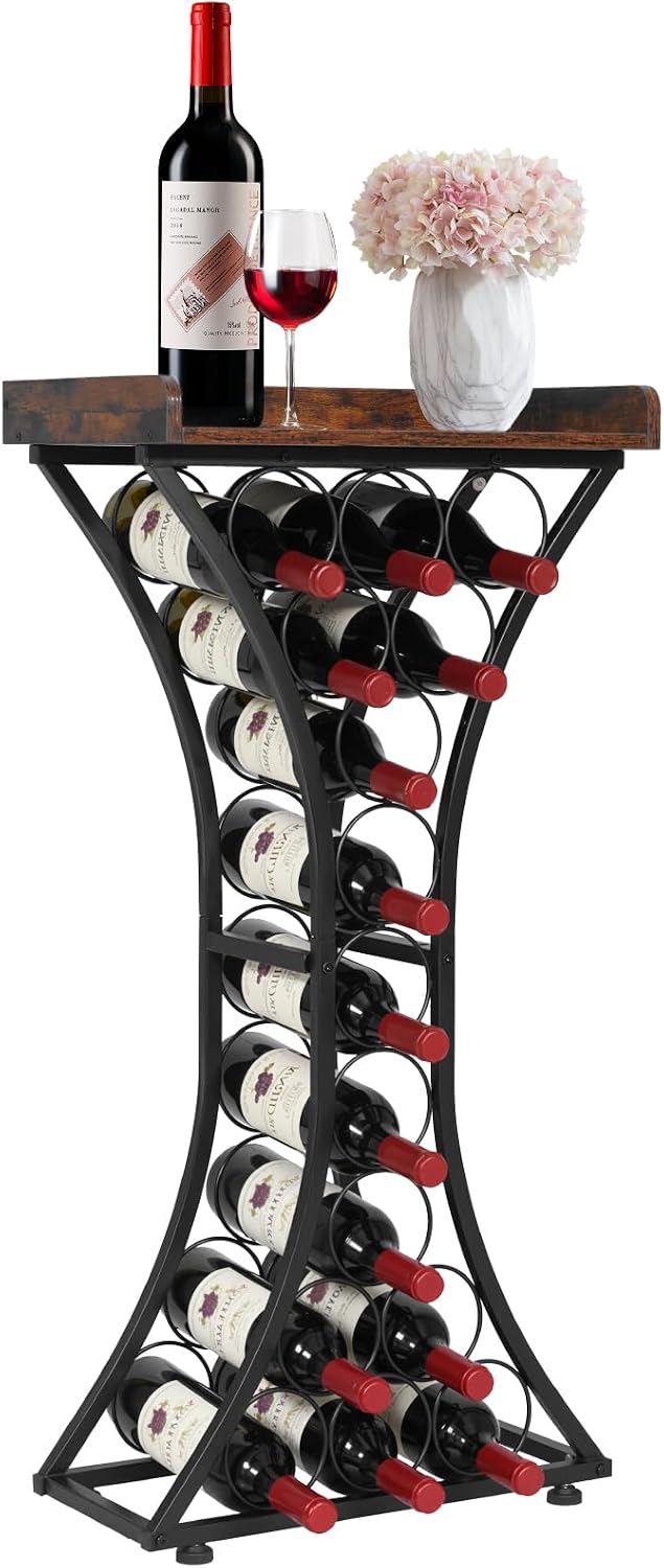 VEVOR 15 Bottle Wine Rack,Iron Freestanding Floor Wine Holder, Mini Bar Stand...