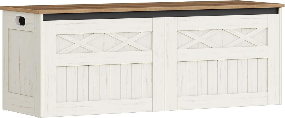 Hzuaneri 47.2" Storage Chest, Large Storage Bench with 2 Hinges, Farmhou...