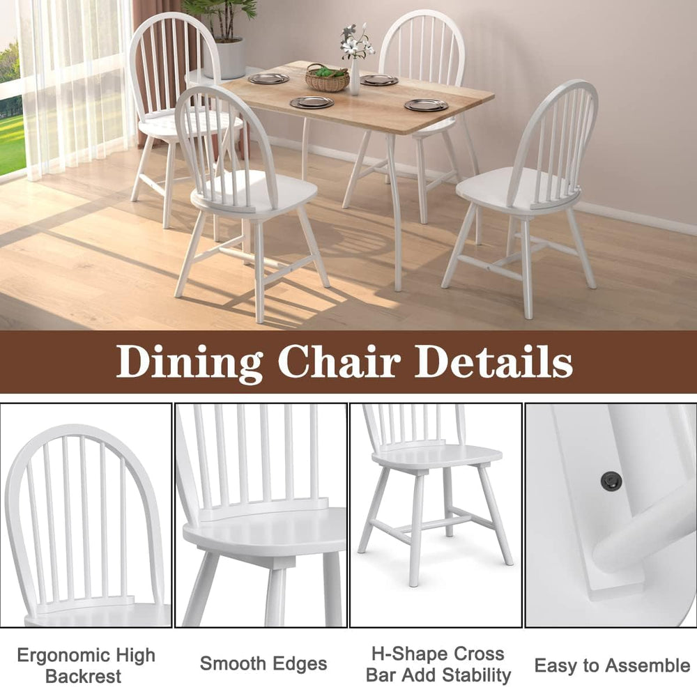 COSTWAY Windsor Dining Chairs Set of 2, Mid-Century Modern Wood Chairs w/Spin...