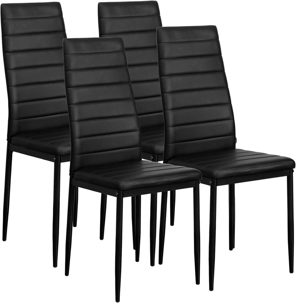 NAFORT Black Dining Chairs Set of 4, Faux Leather Kitchen & Dining Room C...