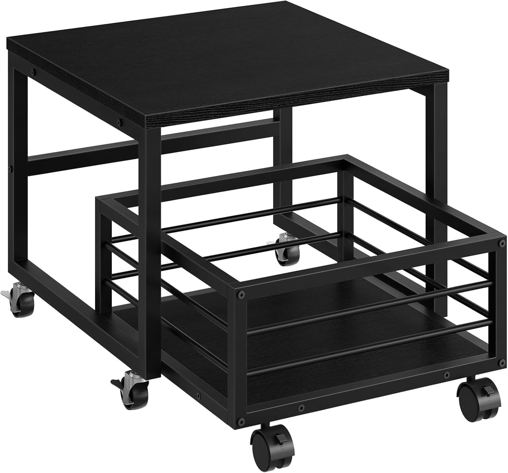 HOOBRO End Table, Mini Fridge Stand with Storage, Mini Fridge Table with Whee...