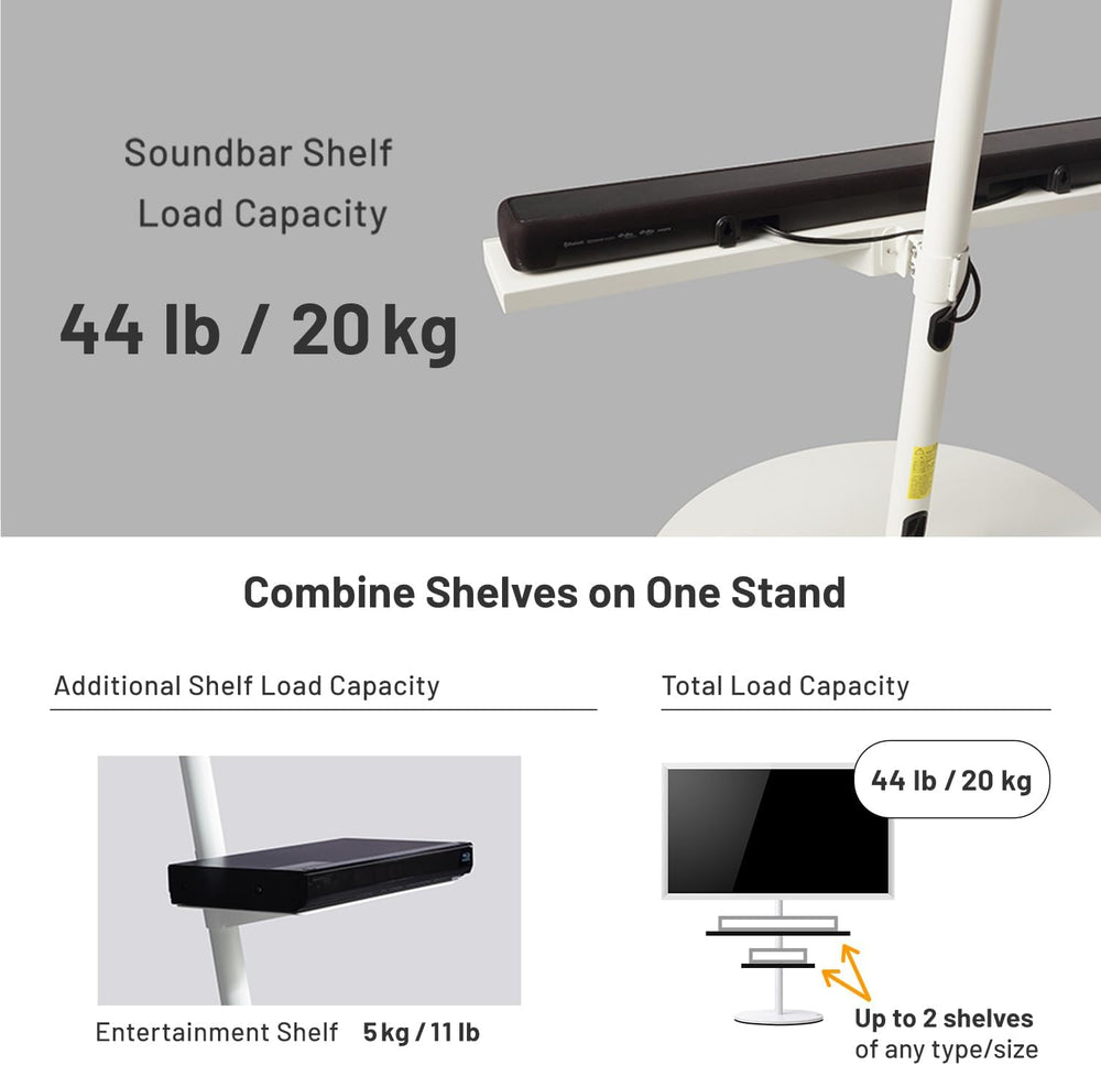 WALL 37.4" Soundbar Shelf for TV Stand Seven Stand A2 Models, Satin Whit...