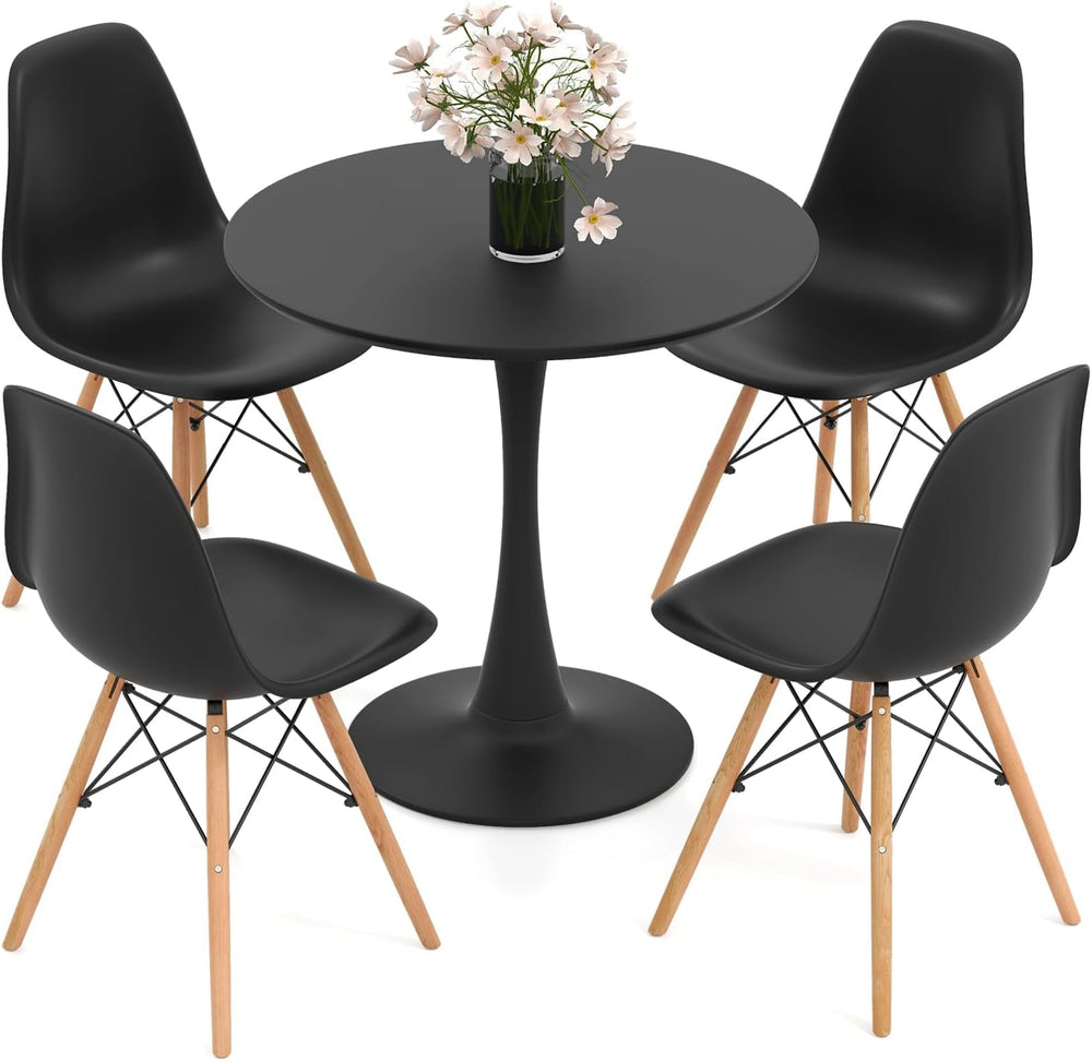 Tangkula Round Dining Table Set for 4, Kitchen Table Set with Seat & Soli...