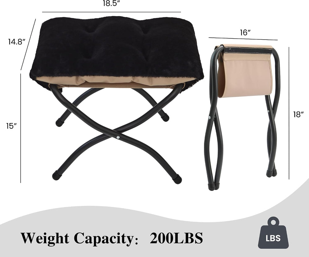 15"(H) Folding Ottoman, Set of 2, Foldable Footrest Stool, Small Foot St...